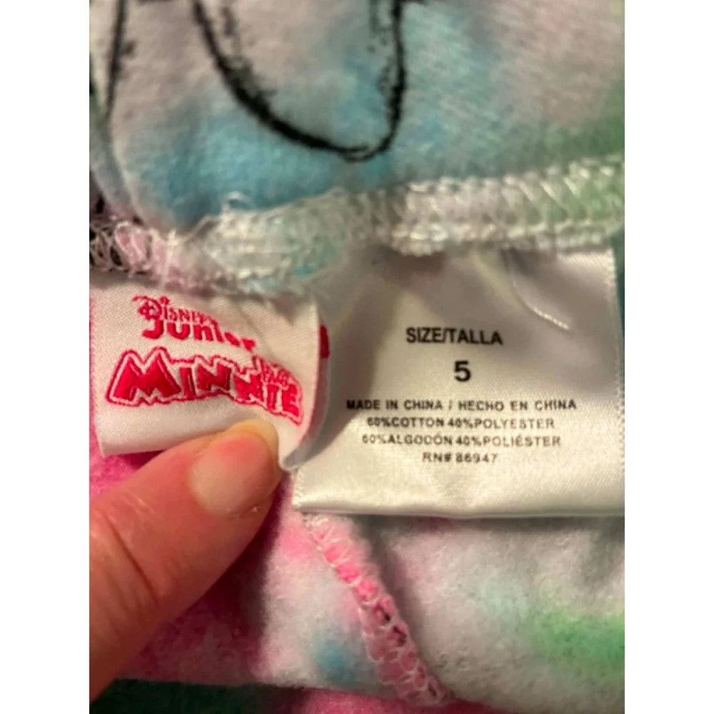 Disney Minnie Mouse 3pc Outfit Set Girls Size 5 Pink Green Tie Dye Excellent